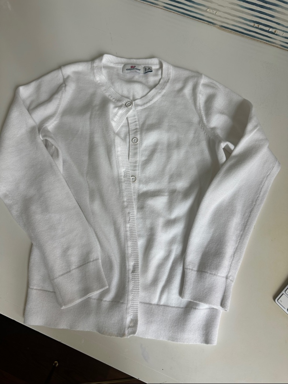 Classic White Button-Front girls Cardigan Sweater